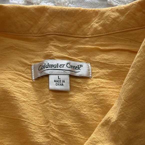 Coldwater Creek Yellow Button Down Top With Lace Embroidery Size Large L SS - Picture 3 of 3